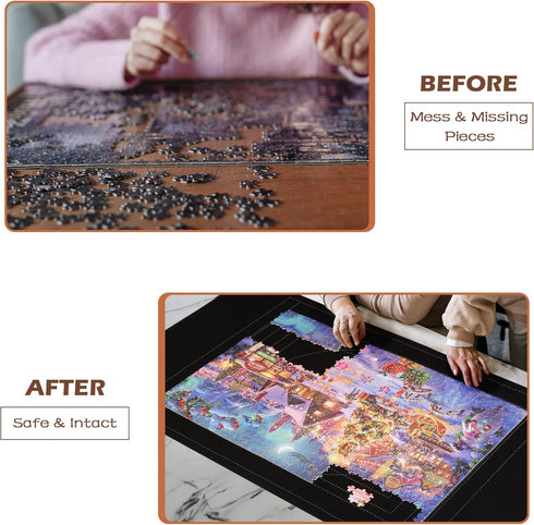 Lavievert 1500 Piece Jigsaw Puzzle Mat Roll Up, Portable Puzzle Board for Adults & Kids, Non-Slip Storage Saver