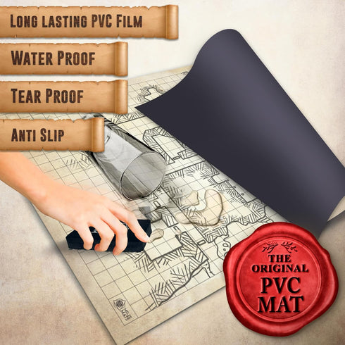 Set 24 36", Melee Mats DND Map Starter - x Wet & Dry Erase Battle Terrain Grid for Dungeons and Dragons - Ultimate