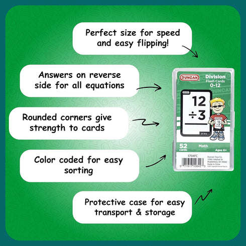 Duncan Flash Cards - Division, Green & White, Medium (3704FC)