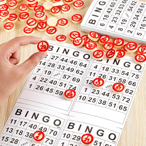 Lewtemi Vintage Bingo Board Game - Classic Bingo Cards Set with 40 Number Cards and 75 Chess for Large Parties