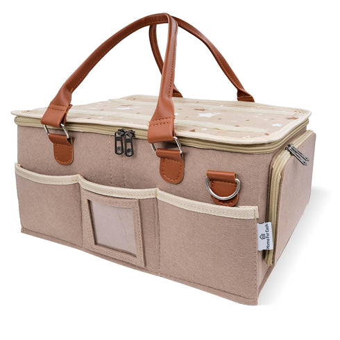 Baby Diaper Caddy Organizer with Lid, Multiple Compartments Baby Caddy, Waterproof Diaper