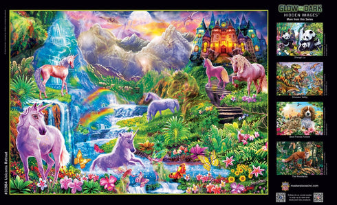MasterPieces 500 Piece Glow in The Dark Jigsaw Puzzle - Magical Unicorns Retreat - 15"x21"