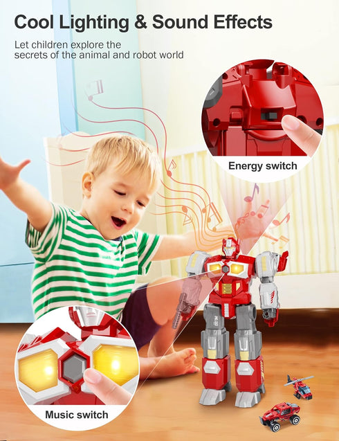 Transforming Toys - Dinosaur Robot Action Figures - Magnetic Assembling Robot Toys for Kids with Battle Guns