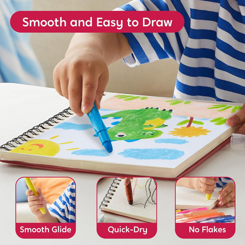 24 3 SYNCFUN Pcs Twistable Silky Crayons, Washable Crayons for Paper, Easy to Hold & Quick-Drying Art Supplies