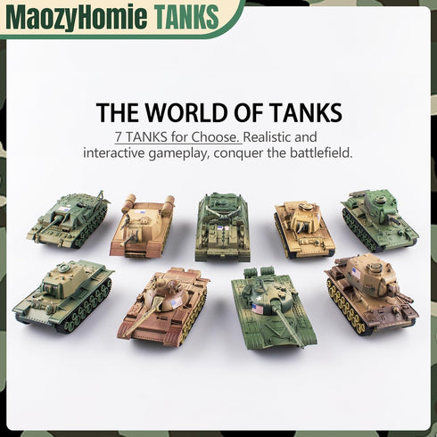 1:72 US Army Tank & Army Men Toys Playset, 2pc US Tank-7 Models, 10pc Toy Soldiers, Desert Tan & Olive Drab Green
