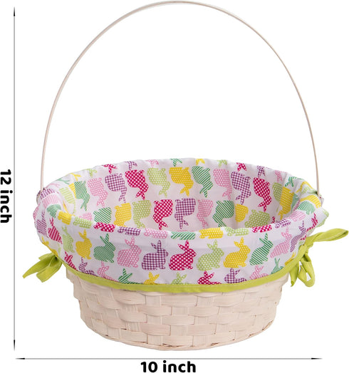 3 Packing, Decorations(10" 12") JOYIN Pcs Easter Bamboo Baskets with Polka Dots Lining and Handle, Woven Easter Eggs