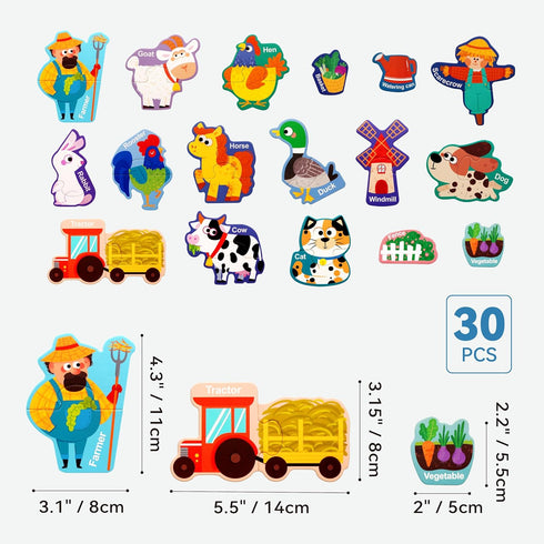 30 3-5, Dotimo PCS Farm Animals Pairing Magnetic Puzzles for Toddlers Montessori Learning Toys, Travel Toys, Preschool