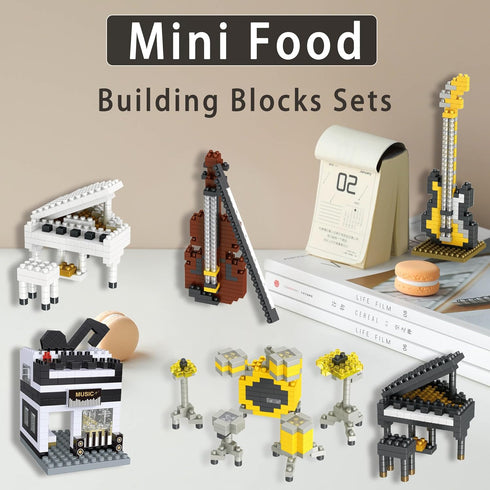 Sets 6 Packs Micro Mini Building Blocks for Kids Adult - Musical Instruments Micro Mini Blocks Bricks for Party Favors