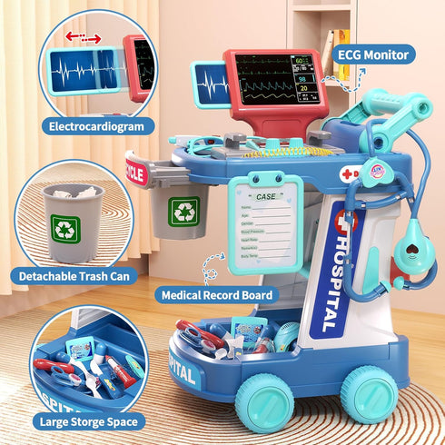 Doctor Kit for Kids - Pretend Doctor Playset with Cart and Stethoscope for Toddlers