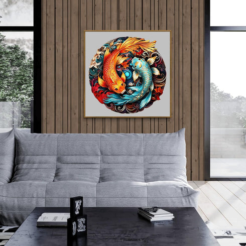Wooden Puzzles for Adults - Yin Yang Fish (L-275pcs) Unique Shaped Animal Wood Puzzles for Kids