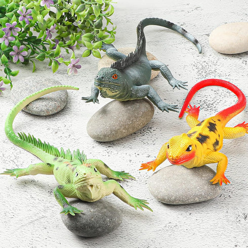 13.5 Inch Lizard Toy with Sound - Colorful Plastic Fake Big Artificial Model Lizards for Educational Prop Party Favor