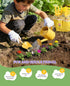 Floraxa 8Pcs Set 3 Kids Gardening with Metal Basket & Real Metal Tools, STEM Outdoor Kit, Ergonomic Wooden Handles