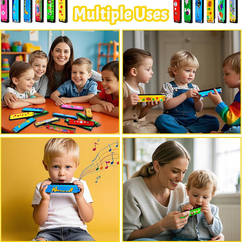 Harmonica,16 Class(12 UPINS Holes Cartoon Musical Instrument,Beginners Harmonica for Musical Party for Music Styles)