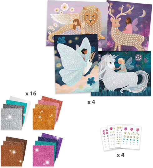6+ DJECO LGA Enchanted World Mosaic Kit - Create Your Own Spark w/Glitter & Rhinestones for Home - Fun & Creative