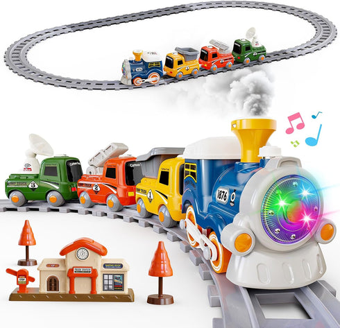 Hot Bee Train Set for Toddlers with Steam - Light Up &