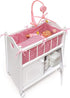 Toy Doll Bed with Storage Cabinet by Badger Basket, Chevron Bedding for 22 inch Dolls
