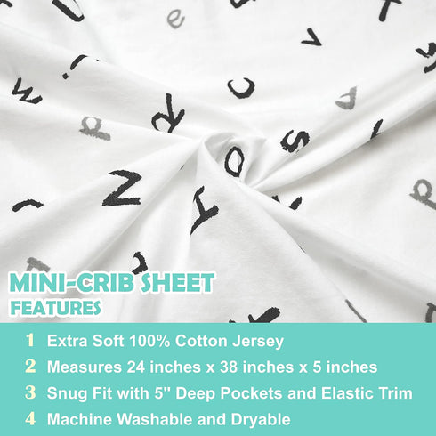 American Baby Company 100% Natural Cotton Fitted Mini Crib Sheet, 38" x 24", Soft & Breathable for Pack N Play