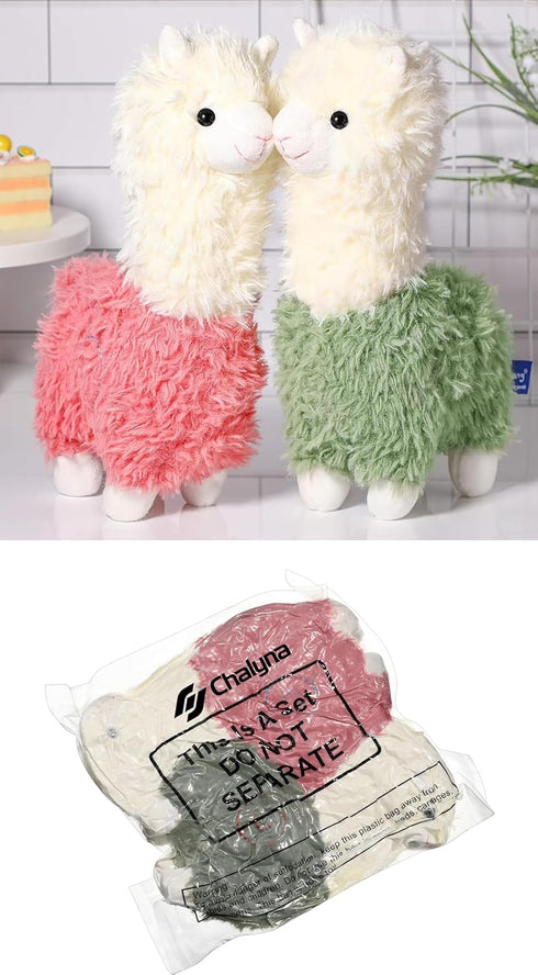 2 Pieces Llama Stuffed Animal, 10 Inches Cute Alpaca Plush Toy Gifts for Girls Boys Birthday, Green and Pink