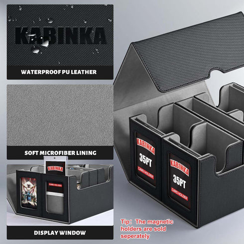 Kabinka MTG Card Deck Box with Display Window, 5 in 1 Storage Box Holds 840+ Sleeveless Cards (Black)