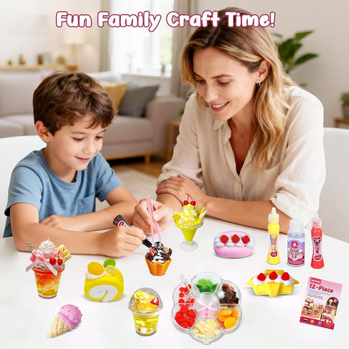 HECKLES 12-Piece Set 5+ Miniature Food Toy Making - DIY Tiny Play Food for Kids | Non-Edible, Pretend Kitchen Play