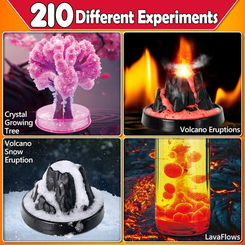 210 Set, UNGLINGA Experiments Science Kit for Kids, Boys Girls Birthday Toys Gifts Idea, Chemistry Volcano, S.T.E.M