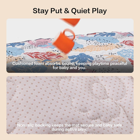 50"x50" Baby Play Mat, Premium Thicker Foam Floor Mat, Bohemian Non-Slip Playpen Mat for Infants & Toddlers, Foldable