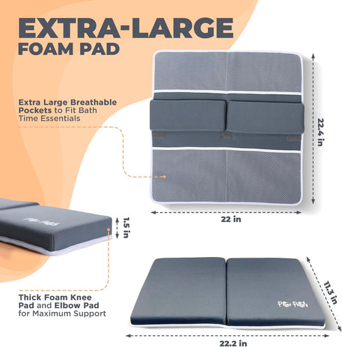 Pitter Patte Elbow Set Baby Bath Kneeler and Rest Pad Made of Neoprene & Foam - Non Slip Cushioned Bath Kneeling Pad