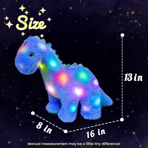 16'' Hopearl LED Plush Dinosaur Light up Stuffed Diplodocus Animal with Long Neck Night Lights Glow in The Dark