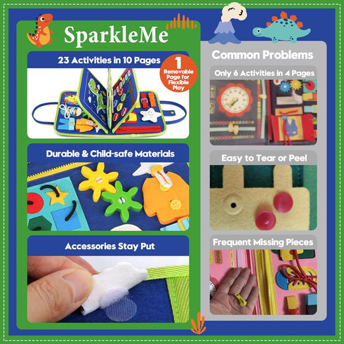 3-4 Toddler Sensory Busy Board: Travel Toy Activity Book for Girls Boys, Motor Skill Development Gift for Baby Aged