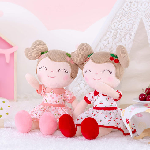 Gloveleya Baby Doll Girl Gifts, Plush Toys Soft Dolls, Cherry Girl Red 14 Inches with Gift Box