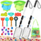 Beach Sand Toys Set with 2 PCS Adjustable Shark Tooth Sifter, Collapsible