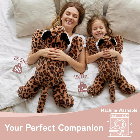 20" 3.3lb Niuniu Daddy | Leopard Weighted Stuffed Animals for Kids & Adults, Weighted Plushies Pillow for Sleeping
