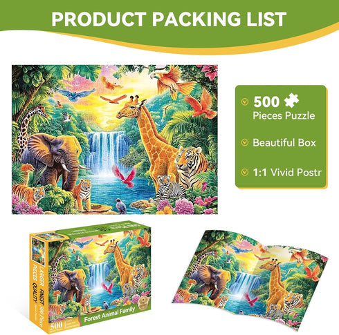 ZSYCZAO 500 20.5 15 Inch Piece Puzzle for Adults, Rainforest Animals Jigsaw Puzzle, Challenging Nature Puzzle Game