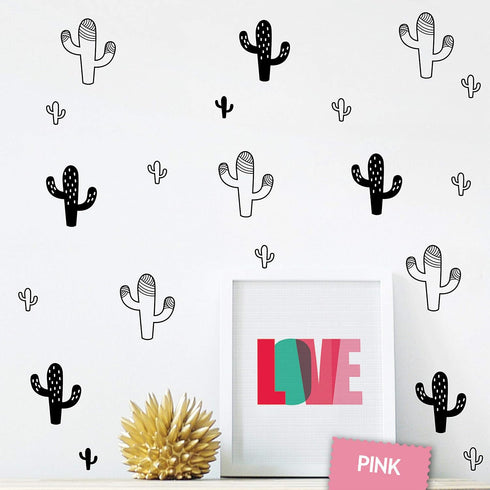 92pcs/Set Black Cactus Wall Stickers, Peel and Stick Home Decor Decals JW572 for Kids Room