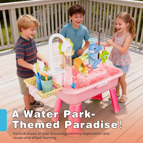 Cosminy 2026 3+, 4-8 Upgraded Water Table for Toddlers Water Table for Kids Ages with Pump, Play Sink with Running