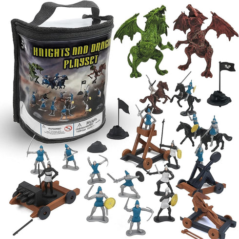 Liberty Imports Medieval Knights and Dragons Figures Playset 42 Plastic Fantasy Soldier