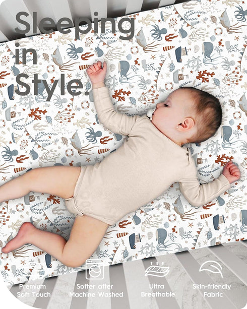 Pack Pack 2 Pack and Play Sheets Fitted, Ultra Soft Mini Crib Sheets Boy, Neutral N Play Mattress Sheets Hypoallergenic