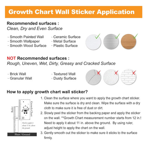Ocean Wall Sticker Growth Chart for Kids - Height Chart Decal for Boys and Girls