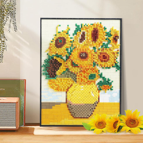 STMIGAIBLOCKS 3504PCS 14+ Flowers Wall Decoration Micro Mini Building Blocks,Ideas Botanical Sumflowers Painting Frame