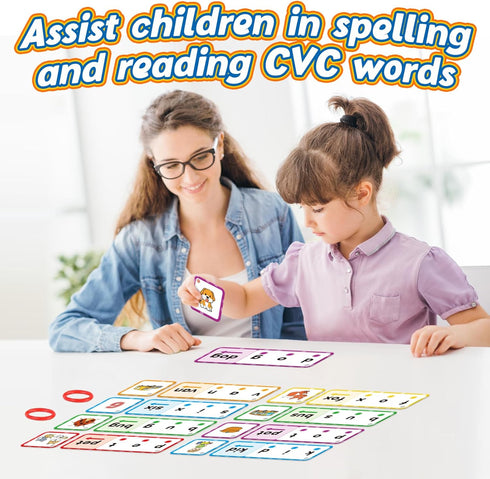 CVC Word Games Flash Cards, Phonics Games for Toddlers Kids, Educational Learning Activities for Preschool