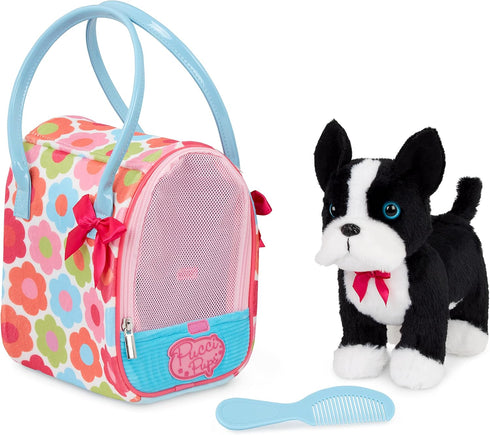 Toy Dog Plush Puppy - Boston Terrier with Floral Print Glam Bag for Kids 3 Years +