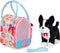 Toy Dog Plush Puppy - Boston Terrier with Floral Print Glam Bag for Kids 3 Years +