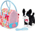 Toy Dog Plush Puppy - Boston Terrier with Floral Print Glam Bag for Kids 3 Years +