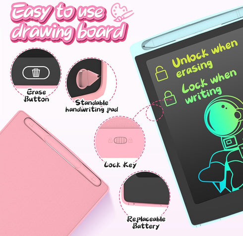 2 Pack LCD Writing Tablet for Kids, Doodle Board with 2 Bag, Electronic Drawing Tablet, Educational Toddler Toy