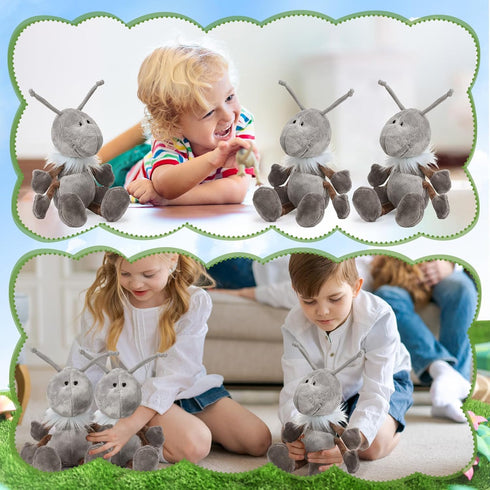 3 Pcs Ant Plush with Scarf, Cuddly Stuffed Animal Plush Toy for Birthday Holiday Party Gifts, 12 Inch (Gray)