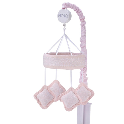 NoJo Chantilly Shapes Mobile, Nursery Crib Changing Table Musical Mobile Pink Diamond