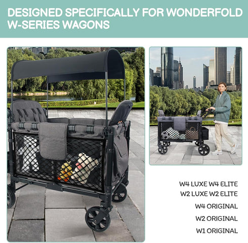 Stroller Wagon Cargo Net, Baby Stroller Organizer Mesh Cargo Net for Extra Storage Space Large Storage Capacity, Stroller Wagon Accessories - Compatible with WONDERFOLD All W-Series Models (1 Pack)