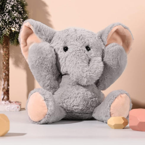 TCBunny Baby Elephant Bedtime Stuffed Animal Plush Toy 11", Kids, Aichie (Grey).