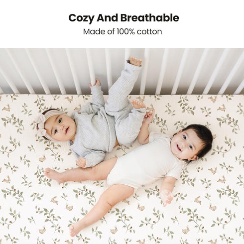 2 100% (28"x 52"), Konssy Muslin Crib Sheets PCS, Cotton Baby Crib Sheets for Standard Crib Mattress Soft