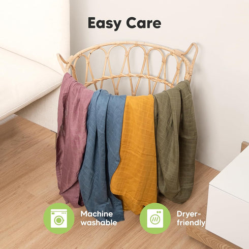 4-Pack Muslin Swaddle Blankets for Boys, Girls - Organic Baby Swaddles for Newborns, Soft & Breathable Receiving Baby